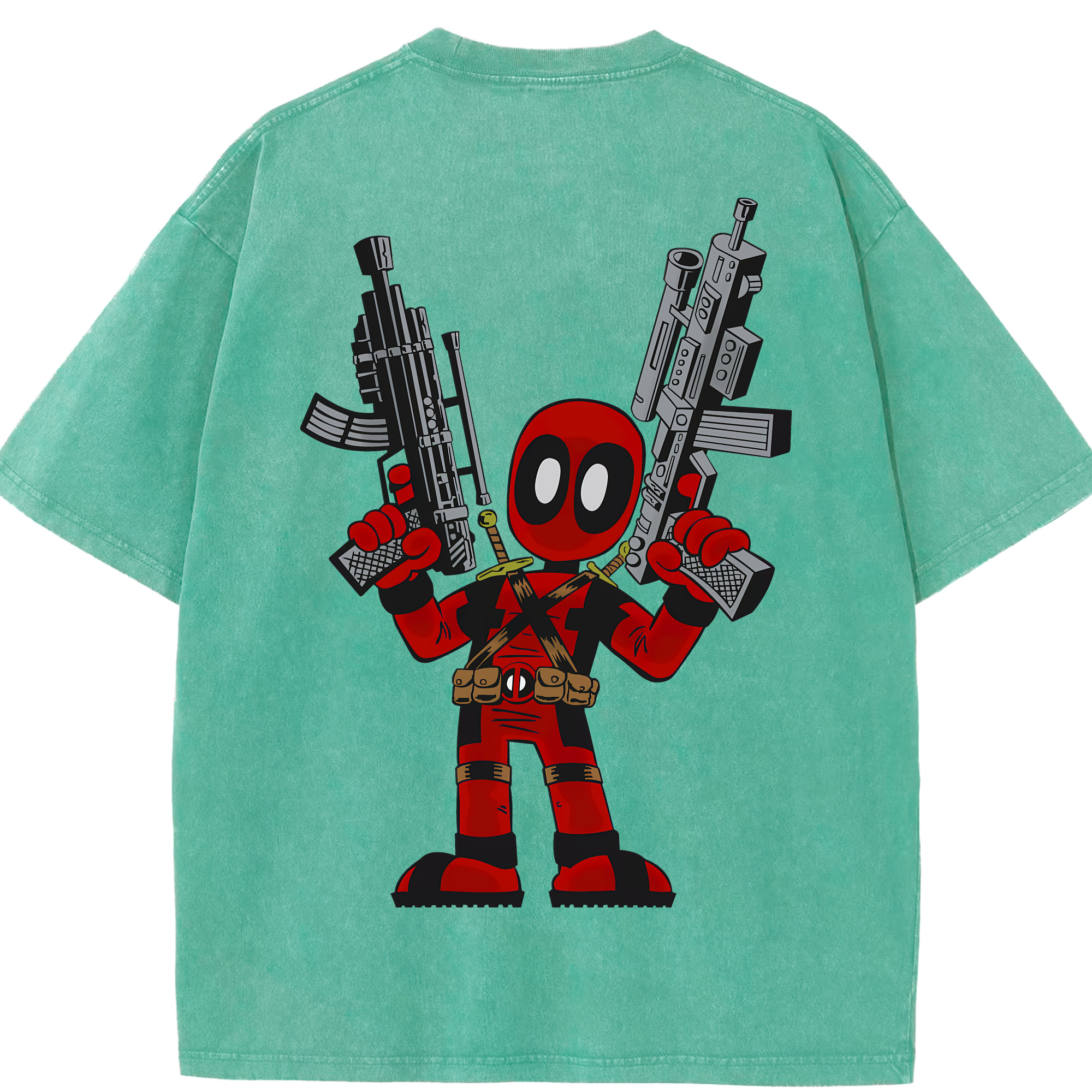 （画像用） Deadpool デッドプール 綿100% ヴィンテージ風 半袖Tシャツ（背面プリント）